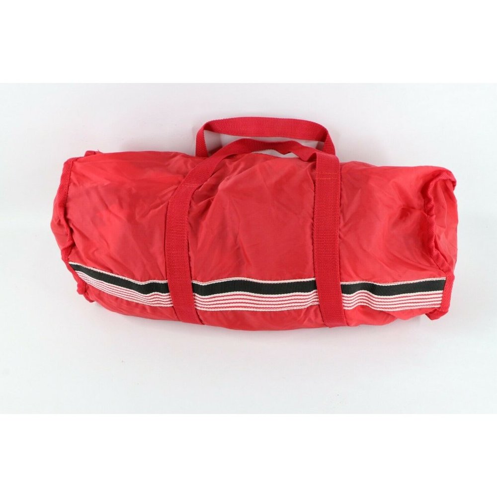 Vtg 90s Pizza Hut Striped Spell Out Handled Duffel Gym Bag Carry On Red Nylon - Picture 5 of 9